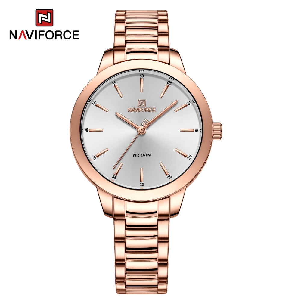 ساعت مچی اورجینال زنانه نیوی فورس Naviforce مدل NF5025 RG/W