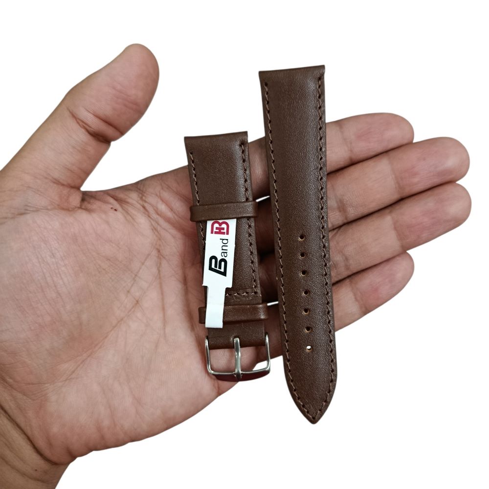 بند چرم طبیعی ساعت مچی قهوه ای سایز 22 کد 1 - Image 2