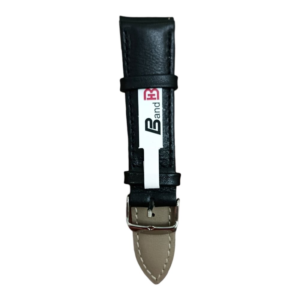 بند چرم طبیعی ساعت مچی مشکی سایز 22 کد 1