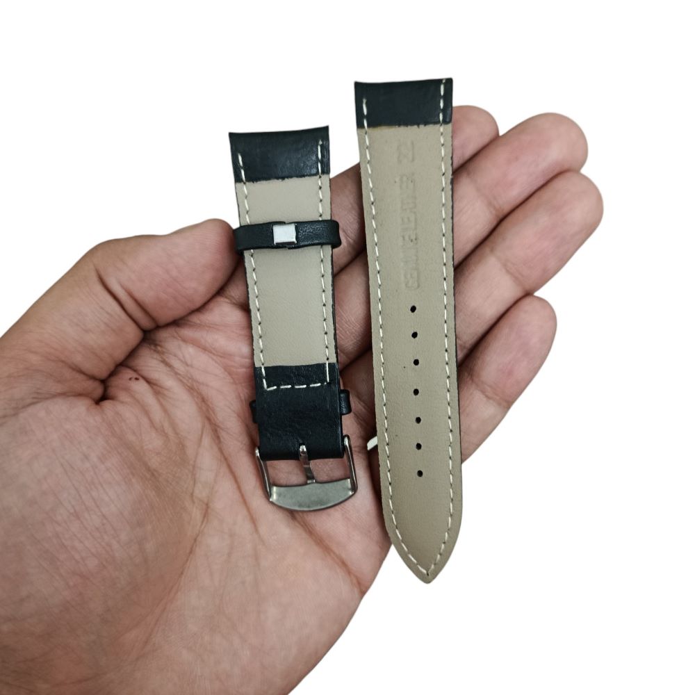 بند چرم طبیعی ساعت مچی مشکی سایز 22 کد 1 - Image 3